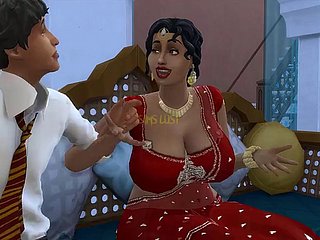Desi Telugu rondborstige saree tante Lakshmi werd verleid way in een jonge alms-man - Vol 1, deel 1 - slechte grillen - met Engelse ondertitels