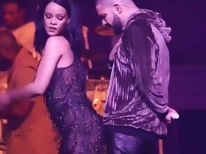 Rihanna twerken op kleine lul & # 039; s Drake near Live.