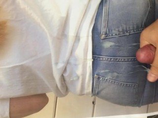Cumshot on nice gorged with jeans Cum Tribute